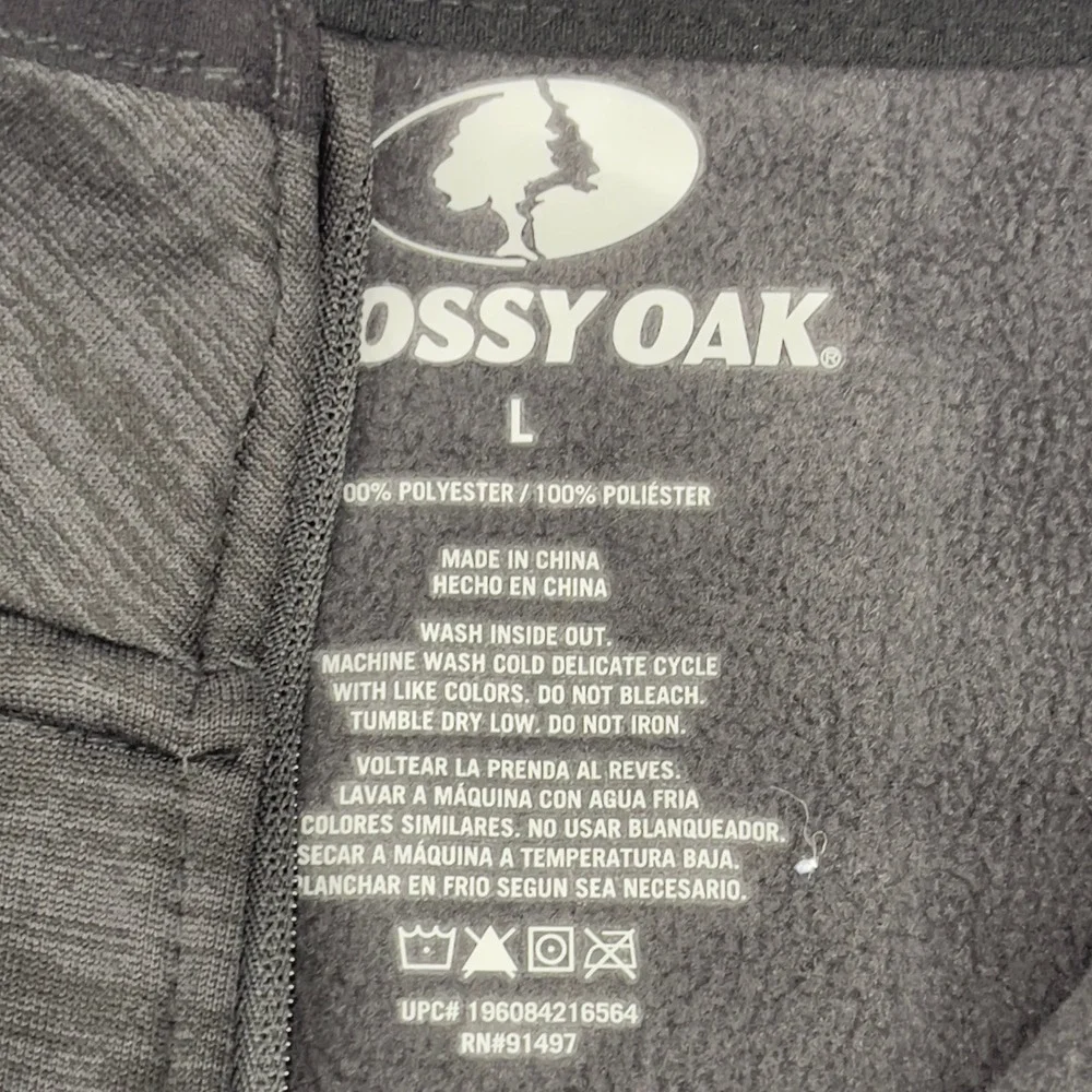 NEW Mossy Oak Quarter Zip Pullover Men's Gray Flex‎ Fabric Large
